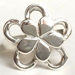 Sterling Silver Daisy Flower Cocktail Ring Size 8 Art Deco Retro Vintage 925